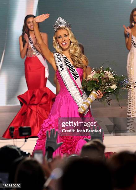 Miss USA 2015 Olivia Jordan of Oklahoma is crowned at the 2015 Miss USA Pageant Only On ReelzChannel at The Baton Rouge River Center on July 12, 2015...
