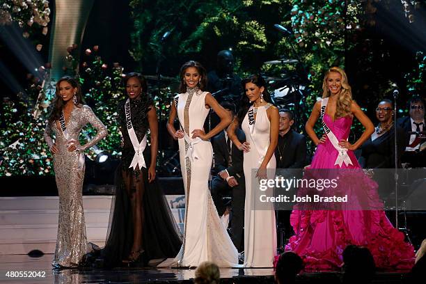 Miss Nevada Brittany McGowan, Miss Maryland Mame Adjei, Miss Rhode Island Anea Garcia, Miss Texas Ylianna Guerra, and Miss Oklahoma Olivia Jordan...