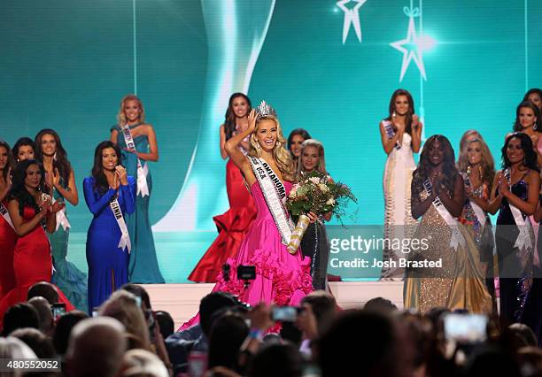 Miss USA 2015 Olivia Jordan of Oklahoma is crowned at the 2015 Miss USA Pageant Only On ReelzChannel at The Baton Rouge River Center on July 12, 2015...
