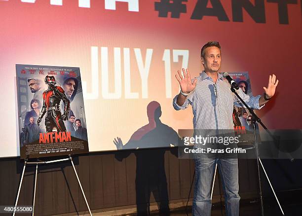 Producer Mitch Bell speaks onstage at "Ant-Man" Atlanta Cast And Crew Screening at Regal Atlantic Station 18 on July 12, 2015 in Atlanta, Georgia.
