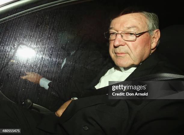 Cardinal George Pell arrives for his appearance at the Royal Commission on March 26, 2014 in Sydney, Australia. Cardinal Pell is facing the Royal...