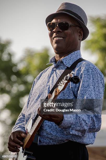 Booker T Jones, formerly of Booker T and the MG's performs during the Green River Festival 2015 at Greenfield Community College on July 11, 2015 in...