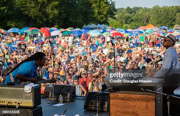 Booker T Jones, formerly of Booker T and the MG's performs during the Green River Festival 2015 at Greenfield Community College on July 11, 2015 in...