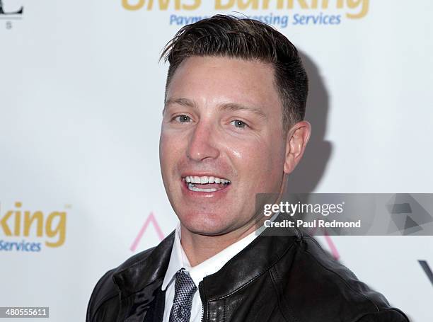 Actor Lane Garrison arriving at the Youth For Human Rights International Celebrity Benefit Event at Beso on March 24, 2014 in Hollywood, California.