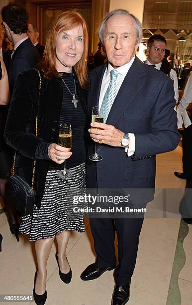 Sir Jackie Stewart and wife Lady Helen Stewart attend a private dinner hosted by Spear's for The Mayo Clinic at Claridge's Hotel on March 25, 2014 in...