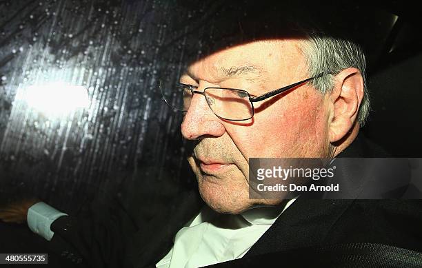 Cardinal George Pell arrives for his appearance at the Royal Commission on March 26, 2014 in Sydney, Australia. Cardinal Pell is facing the Royal...