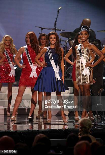 Miss Louisiana Candice Marie Bennatt walks onstage at the 2015 Miss USA Pageant Only On ReelzChannel at The Baton Rouge River Center on July 12, 2015...