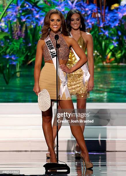 Miss Georgia 2015 Brooke Fletcher poses onstage at 2015 Miss USA Pageant Only On ReelzChannel at The Baton Rouge River Center on July 12, 2015 in...