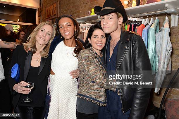 Lucy Olivier, Phoebe Pring, Sadie Frost and Kyle De'volle attend the Lark London boutique launch party on March 25, 2014 in London, England.