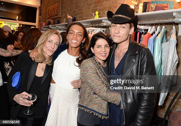 Lucy Olivier, Phoebe Pring, Sadie Frost and Kyle De'volle attend the Lark London boutique launch party on March 25, 2014 in London, England.