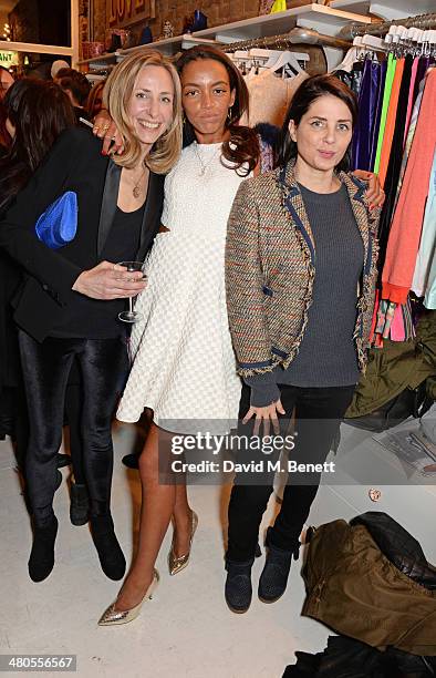 Lucy Olivier, Phoebe Pring and Sadie Frost attend the Lark London boutique launch party on March 25, 2014 in London, England.