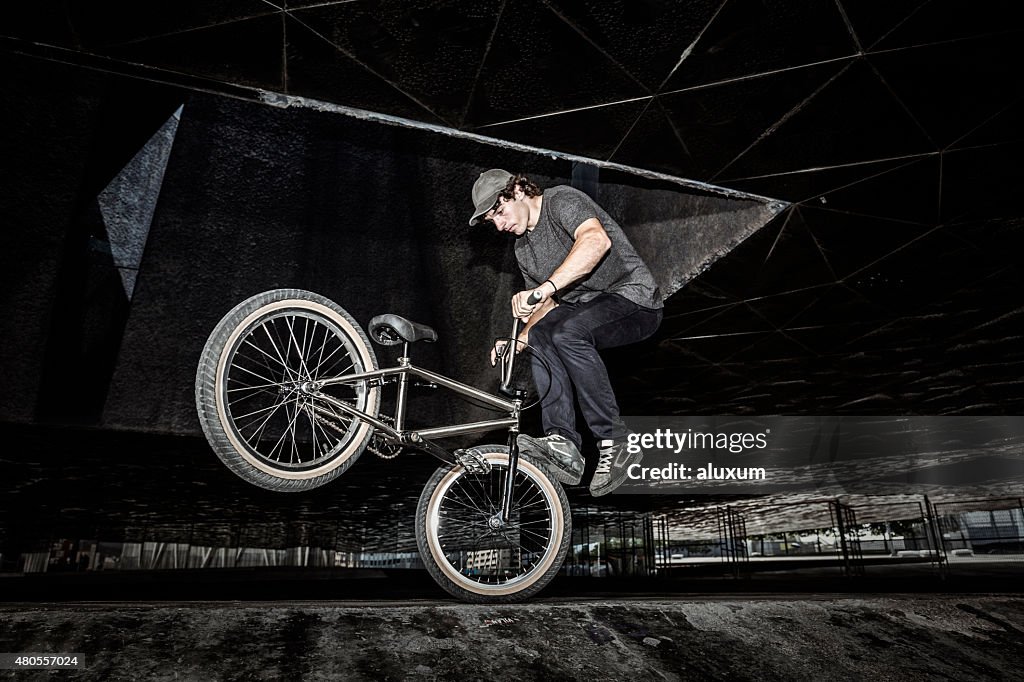 BMX rider in city