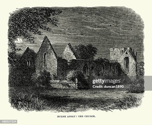 stockillustraties, clipart, cartoons en iconen met hulne priory - the church - northumberland