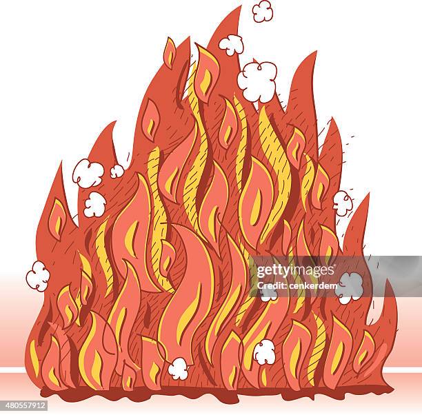 sketchy vector flame - camp fire white background stock illustrations