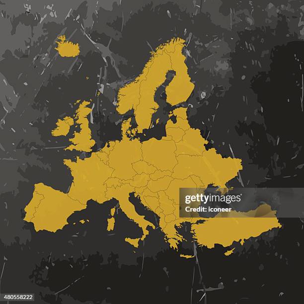 europe map dark sketch on dark old wall - compass map drawing stock illustrations