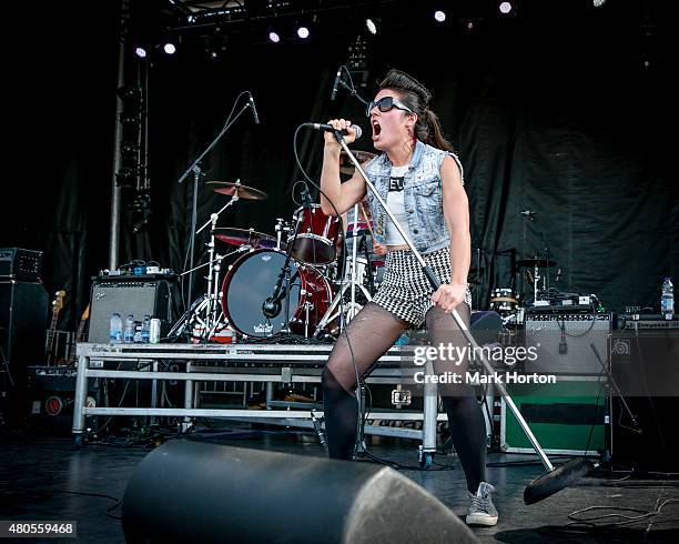 Marie-Eve Mallet of Silvergun and Spleen performs on Day 5 of the RBC Royal Bank Bluesfest on July 12, 2015 in Ottawa, Canada.