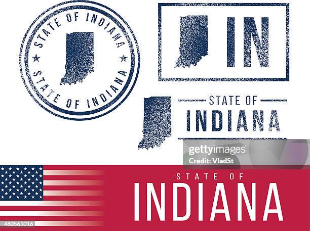usa rubber stamps - state of indiana - indiana flag stock illustrations