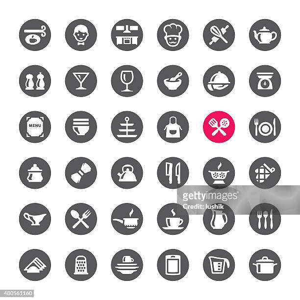 kitchen and cooking vector icons - dry measure stock illustrations
