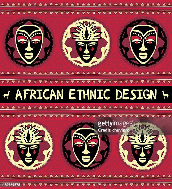 illustrazioni stock, clip art, cartoni animati e icone di tendenza di afro-etnica con maschere design - popolo di discendenza africana