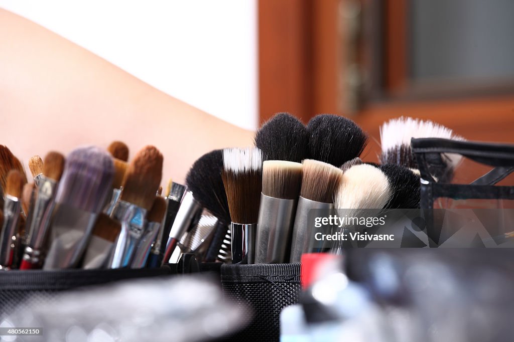 Makeup brushes, closeup