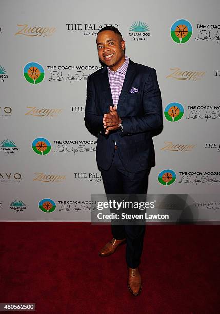 Sportscaster Mike Hill arrives at the second annual Coach Woodson Las Vegas Invitational pairings party at the Lavo Restaurant & Nightclub at The...