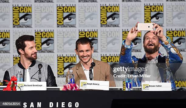Actors Richard Armitage and Hugh Dancy and executive producer/creator Bryan Fuller attend the "Hannibal" Savor the Hunt panel during Comic-Con...