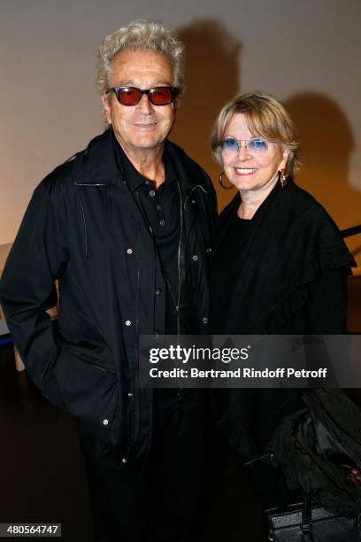 Quebec's producer and songwriter Luc Plamondon and guest attend the private screening of French director Claude Lelouch's latest film "Salaud, On...