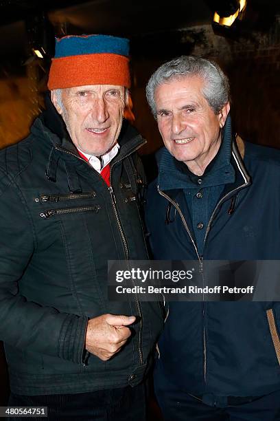 French director Claude Lelouch and actor Rufus pose prior to the private screening of Lelouch's latest feature film "Salaud, on t'aime" at the Cinema...