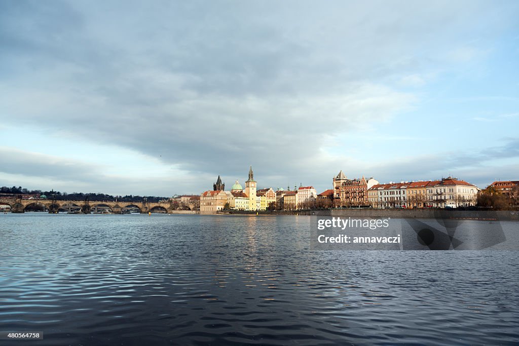 Charles Bridge in Prague at dawn Czech Republic