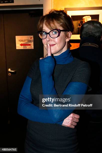 French actress Agnes Soral attends the private screening of French director Claude Lelouch's latest film "Salaud, On t'aime" , in which she stars, at...