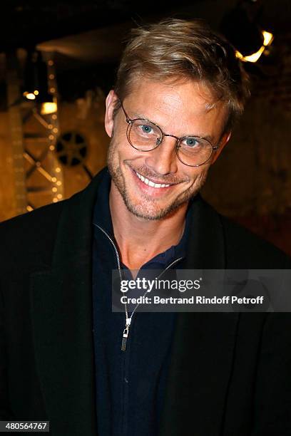 Television show host Arnaud Lemaire attends the private screening of French director Claude Lelouch's latest film "Salaud, On t'aime" at the Cinema...