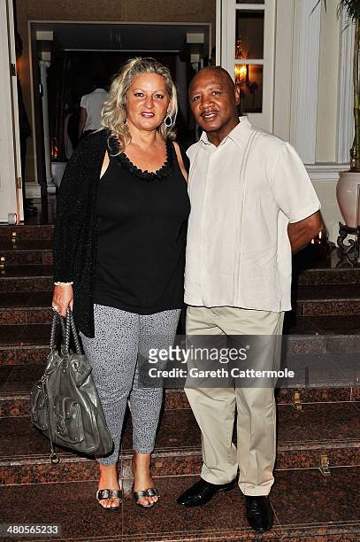 Laureus Academy member Marvelous Marvin Hagler and wife Kay Guarrera attend the Laureus Welcome Party ahead of the 2014 Laureus World Sports Awards...