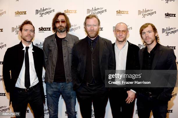 Musicans Bryce Dessner, Bryan Devendorf, singer/songwriter Matt Berninger, musicians Scott Devendorf and Aaron Dessner of the band The National...