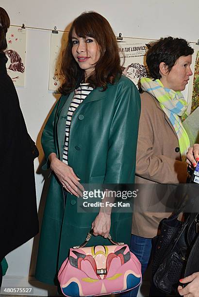 Designer Frederique Lopez attends the 'Dessins' : Collective Exhibition at the Galerie Ofr. On March 25, 2014 in Paris, France.