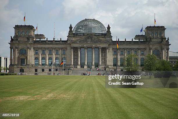 The Reichstag, seat of the German parliament, the Bundestag, stands on July 13, 2015 in Berlin, Germany. Earlier in the day Greek and European Union...