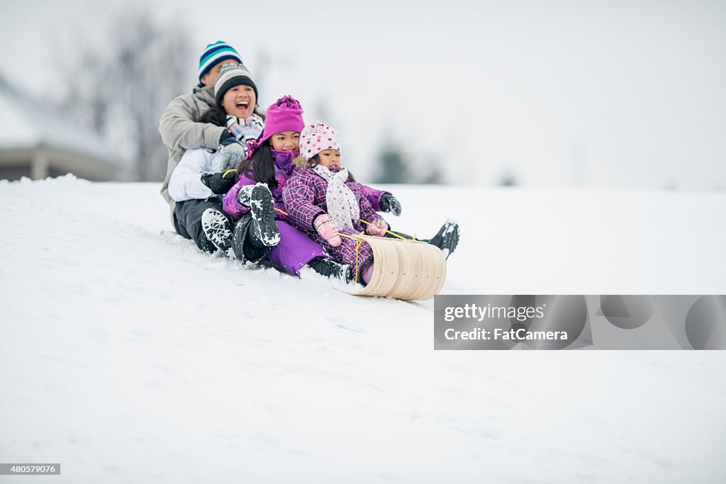 Family Tobogganing