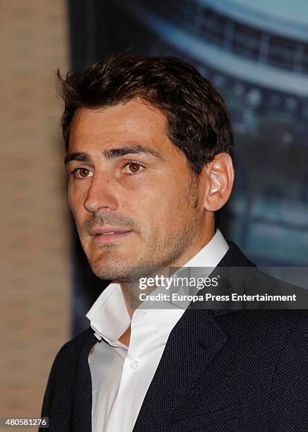 Iker Casillas attends a press conference to announce that Iker Casillas will be leaving Real Madrid football team on July 13, 2015 in Madrid, Spain.