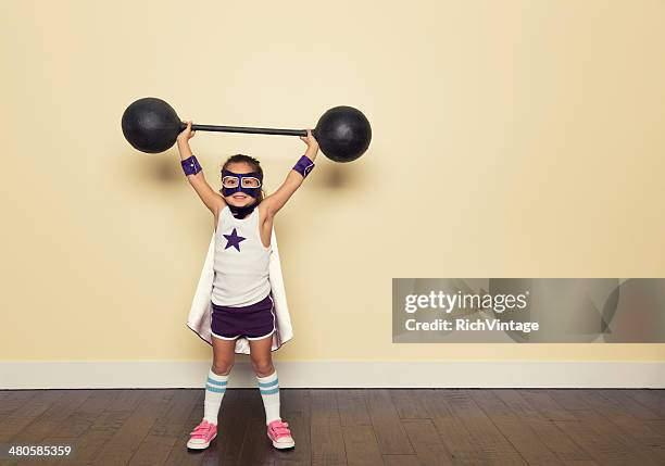 superhero training - young kid and barbell stock pictures, royalty-free photos & images