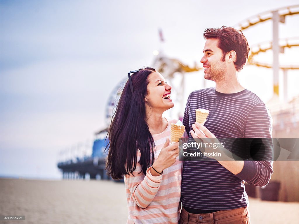 Romantic couple on LA beach