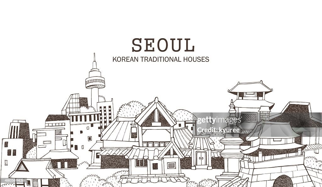 Seoul Stadt und koreanische Architektur D