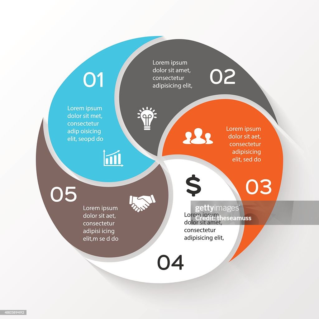 Vettore cerchio infografica.   Modello di ciclo diagramma, grafico, presentazione e