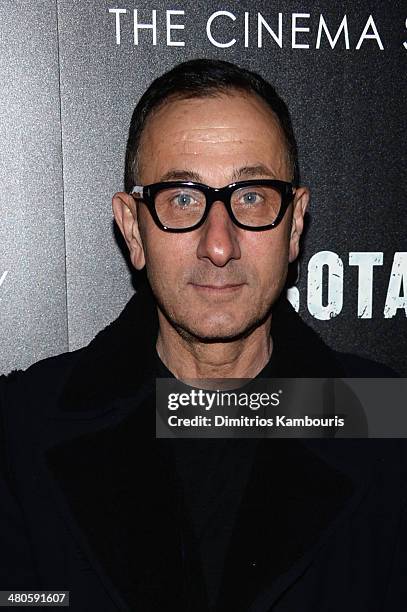 Fashion designer Gilles Mendel attends The Cinema Society with Muscle & Fitness screening of Open Road Films' "Sabotage at AMC Loews Lincoln Square...