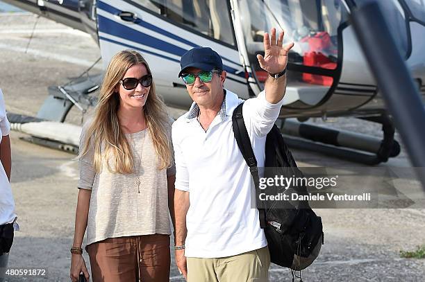 Nicole Kempel and Antonio Banderas arrive at 2015 Ischia Global Film & Music Fest Day 1 on July 13, 2015 in Ischia, Italy.