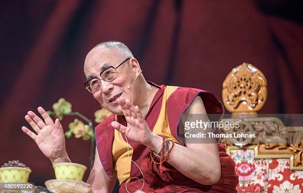 The XIV Dalai Lama attends 80th birthday celebrations at the 'Jahrhunderthalle' on July 13, 2015 in Frankfurt, Germany.