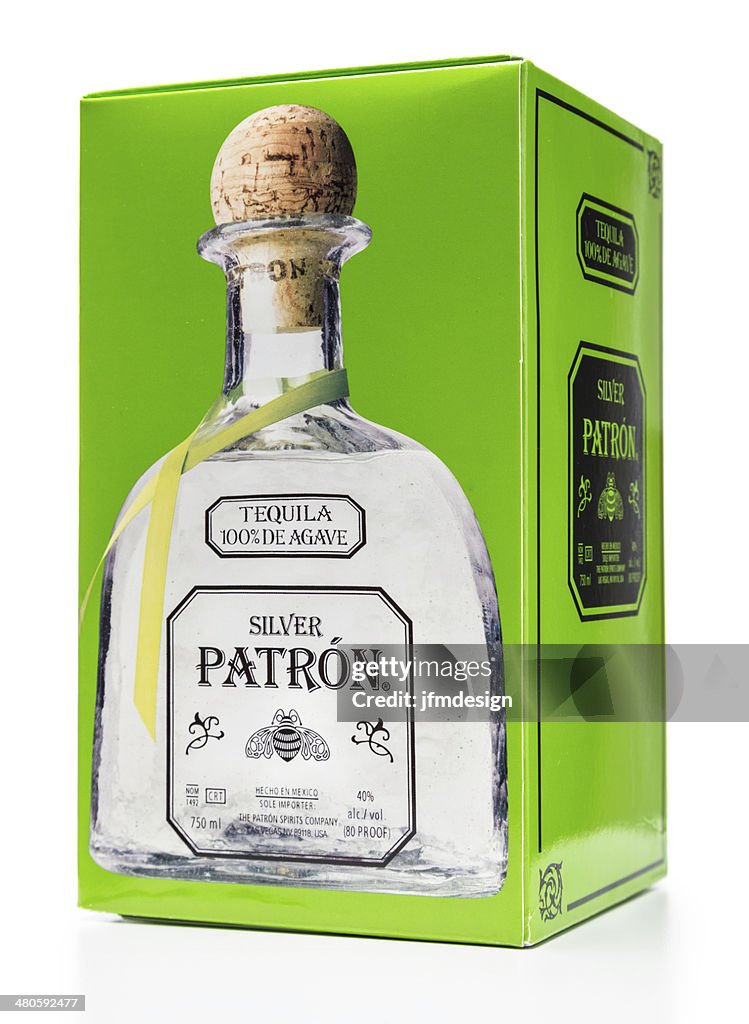 Silver Patron Tequila box