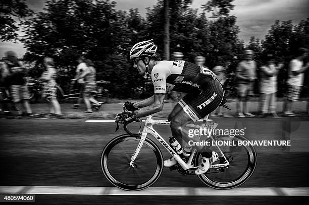 Switzerland's Fabian Cancellara rides in the pack during the 166 km second stage of the 102nd edition of the Tour de France cycling race on July 5...