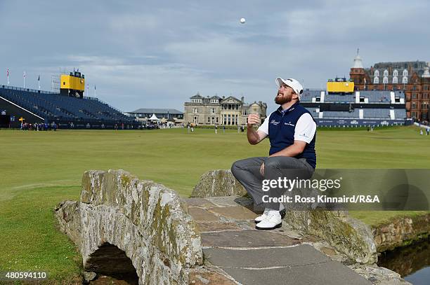 Shane Lowry of Ireland sits on the Swilcan Bridge ahead of the 144th Open Championship at The Old Course on July 13, 2015 in St Andrews, Scotland.