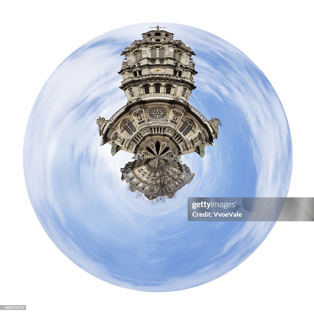 Spherical view of old Sainte-Trinite Church in Paris