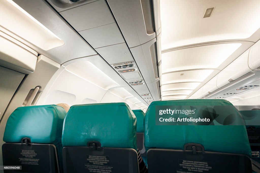 Airplane with row of seats