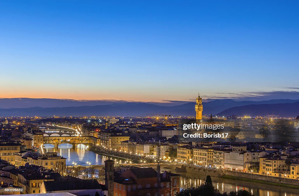View of Florence with Ponte Vecchio, Italy
